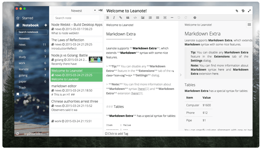 Leanote Application